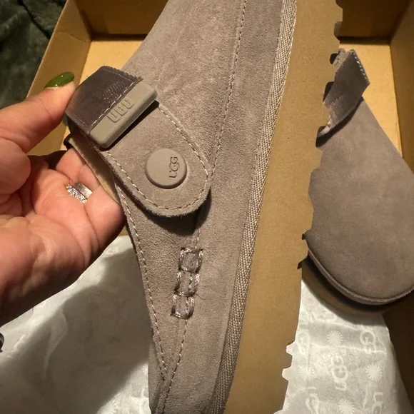UGG Grey Suede Slide with Adjustable Strap and Lug Sole - Picture 2 of 11